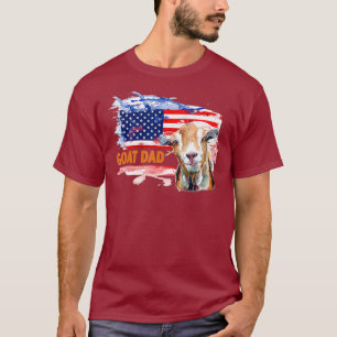 Goat Dad American USA Flag Farmer Farming T-Shirt