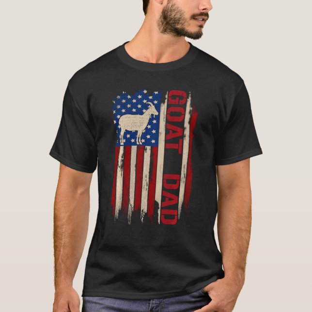 Goat Dad American Usa Flag Farming Farmer T-Shirt (Front)