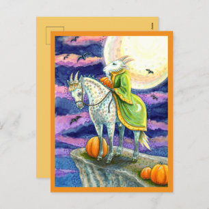 GOAT DEMON, SURE FOOTED STEED FANTASY HALLOWEEN HOLIDAY POSTCARD