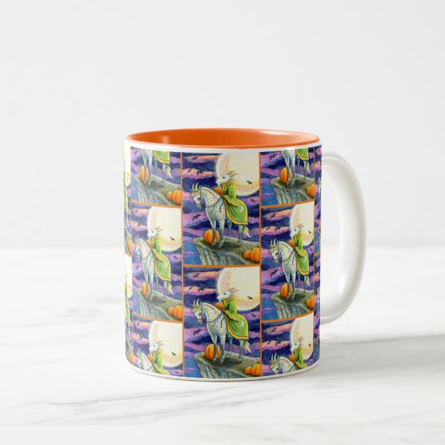 GOAT DEMON, SURE FOOTED STEED FANTASY HALLOWEEN Two-Tone COFFEE MUG (Front Right)
