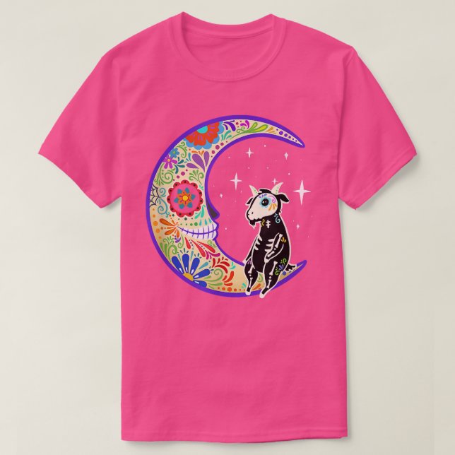 Goat Dia de Los Muertos Skeleton Sugar Skull T-Shi T-Shirt (Design Front)