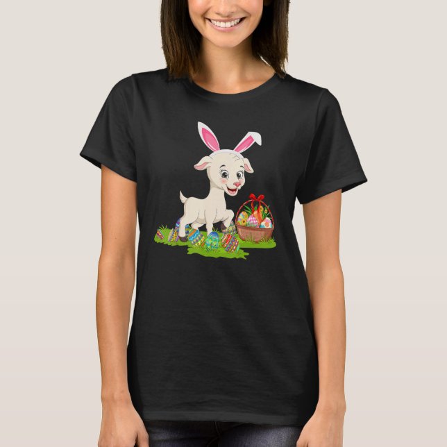 Goat Easter Egg Hunting Bunny Goat Easter Sunday T-Shirt (Front)