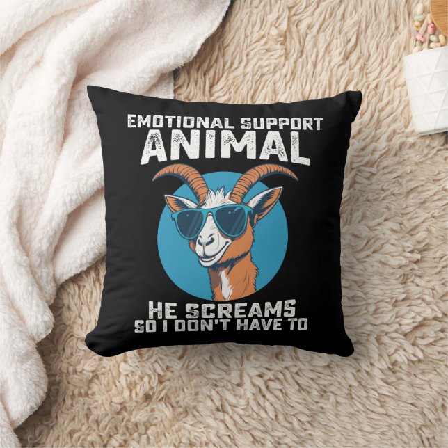 Goat Emotional Support Animal He Screams So I Dont Cushion (Blanket)