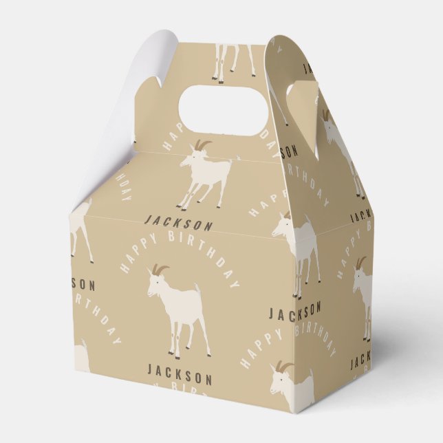 Goat Farm Animal Pattern Custom Birthday Name Favour Box (Front Side)