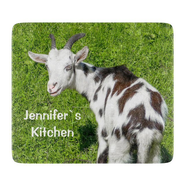 Goat Farm Animal Personalized Name Cutting Board (Front)