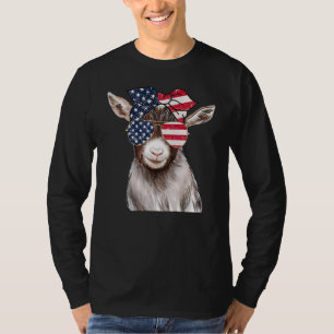 Goat Farm Animals Farmer Girl 4th Of July Usa Fla T-Shirt