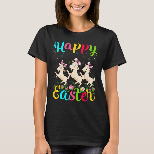 Goat  Funny Easter Egg Bunny Goat Happy Easter T-Shirt (Front)
