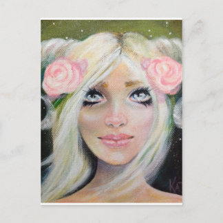 Goat Girl ~ Blonde girl with goat horns Postcard