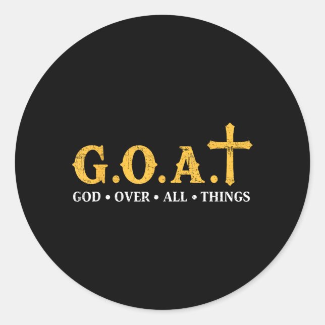 Goat God Over All Things Classic Round Sticker (Front)