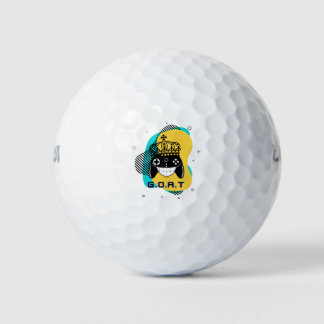 GOAT Greatest Of All Time Game Head Yellow, Teal Golf Balls