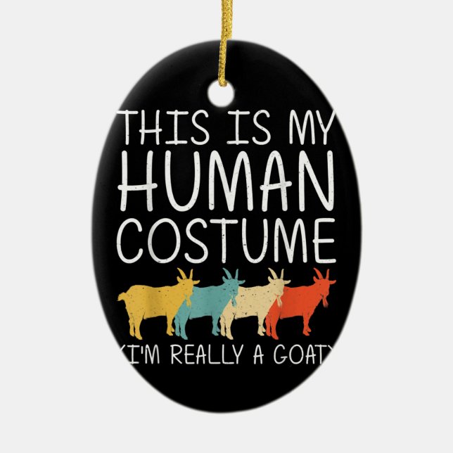 Goat Halloween Human Costume Ceramic Tree Decoration (Front)