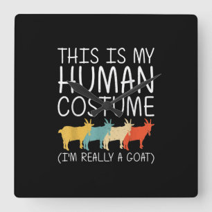 Goat Halloween Human Costume Square Wall Clock