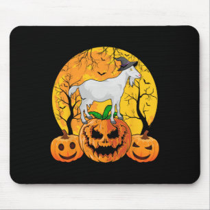 Goat Halloween Witch Pumpkin Funny Goat Lover Hall Mouse Pad