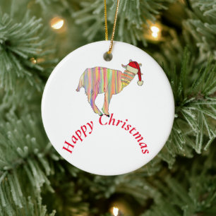 Goat Happy Christmas Ceramic Tree Decoration
