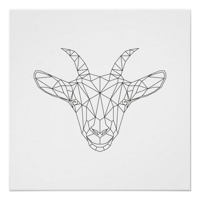 Goat Head Geometric Black & White Modern Art Print (Front)