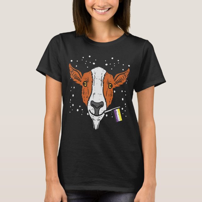 Goat Head Nonbinary Flag  Enby Nb Pride Lgbtq Men  T-Shirt (Front)