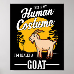 Goat Human Costume Halloween Goat  Poster
