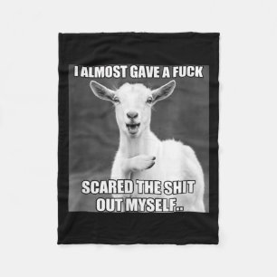 Goat I Almost Gave A For Funny Farm Animal Meme Fleece Blanket