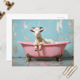 Goat in a Pink Bathtub Postcard