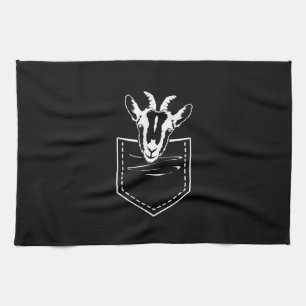 Goat In A Pocket Logo Funny Goat Lover Tea Towel