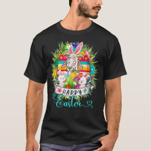 Goat In Easter Eggs Basket Cute Bunnies Happy East T-Shirt