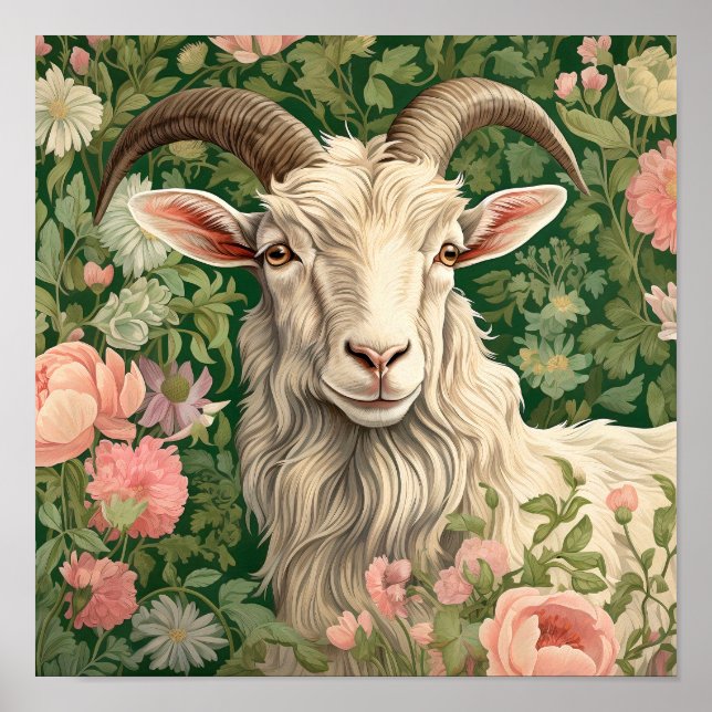 Goat in Meadow Painting Poster (Front)