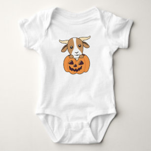 Goat In Pumpkin Cute Goats Happy Halloween Baby Bo Bodysuit