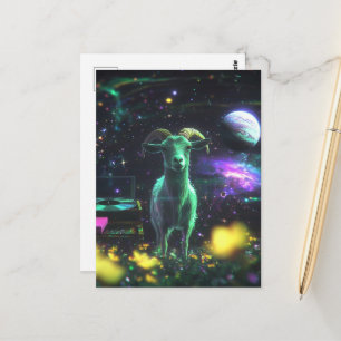 Goat in Space Fantasy Postcard