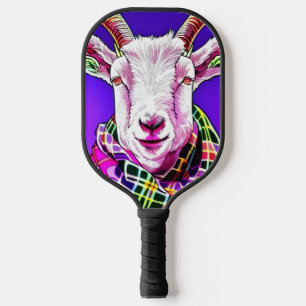 Goat in Tartan Scarf Pickleball Paddle
