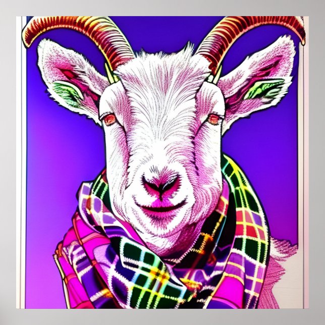 Goat in Tartan Scarf Poster (Front)