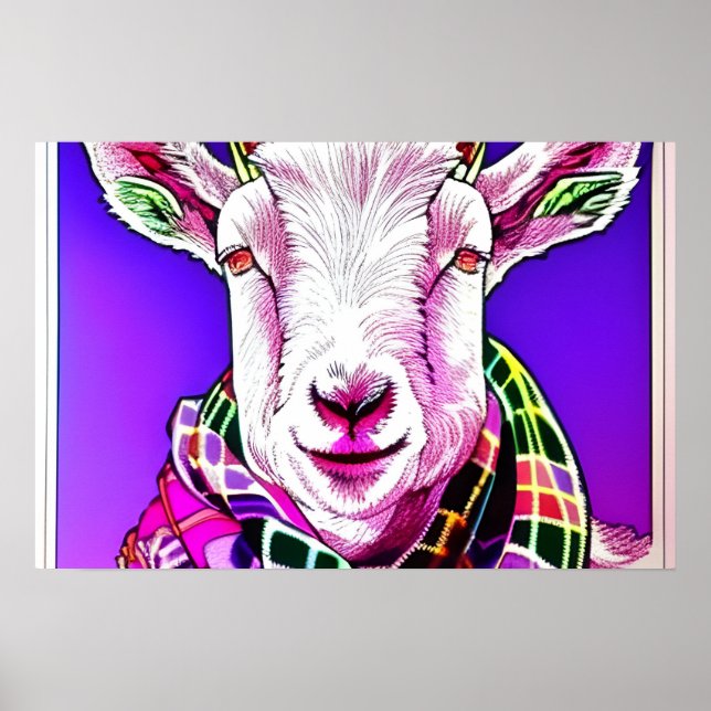 Goat in Tartan Scarf Poster (Front)