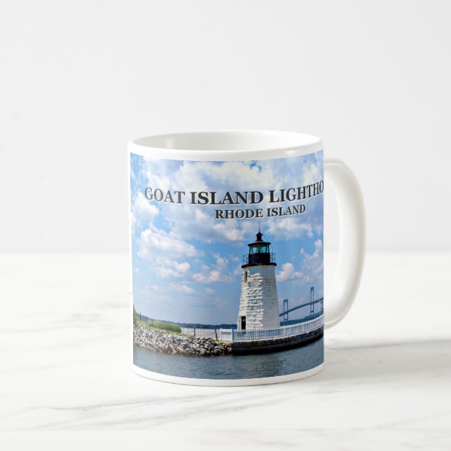 Goat Island Lighthouse, Rhode Island Mug (Front Right)