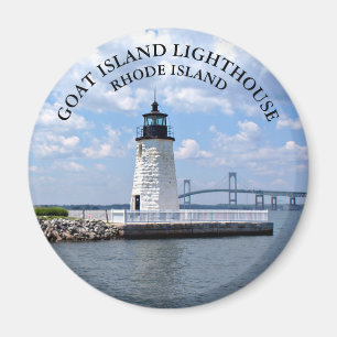 Goat Island Lighthouse, Rhode Island Round Magnet