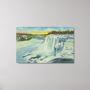 Goat Island View of American Falls in Winter Canvas Print