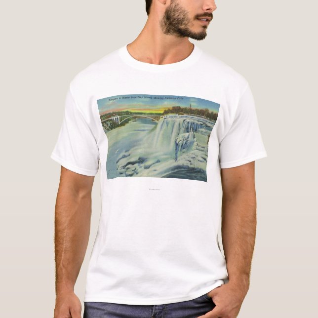 Goat Island View of American Falls in Winter T-Shirt (Front)