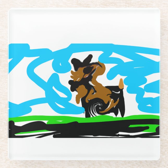 Goat joy glass coaster (Front)