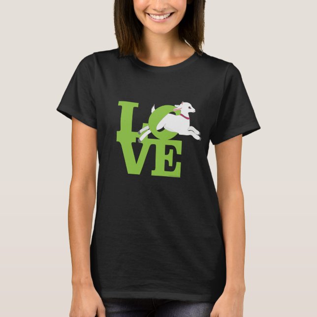 GOAT LOVER | LIME GREEN Dark Goat L O V E T-Shirt (Front)