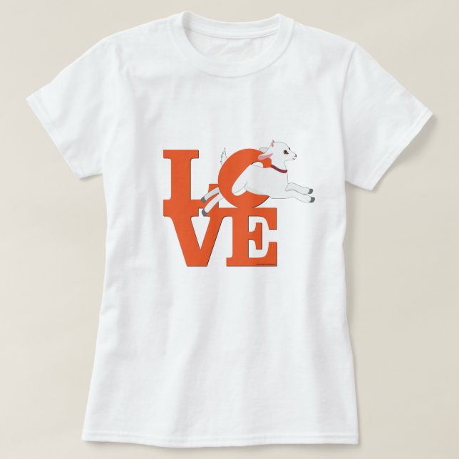 GOAT LOVER | ORANGE Goat L O V E - White Goat T-Shirt (Design Front)