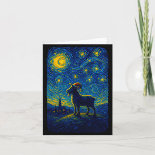 Goat Lover Santa Hat Christmas Starry Cute Night V Card