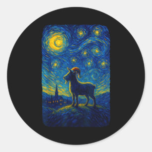 Goat Lover Santa Hat Christmas Starry Cute Night V Classic Round Sticker