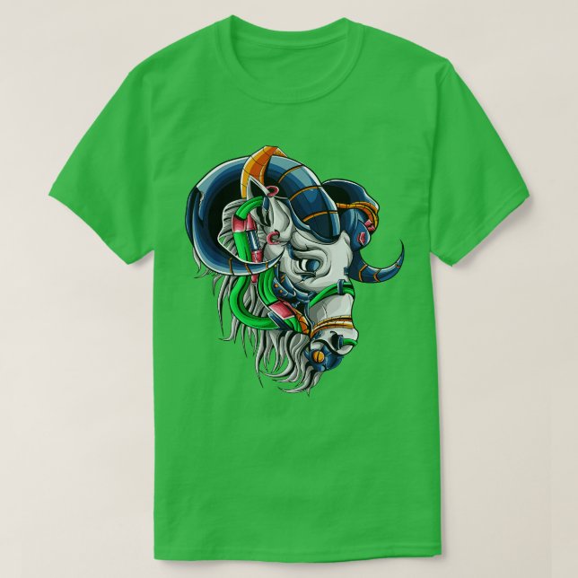 Goat Mecha Head Illustration  T-Shirt (Design Front)