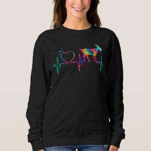 Goat Mum Dad Heartbeat Tie Dye Farm Animal Sweatshirt