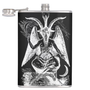 Goat Of Mendes (Black And White) Hip Flask