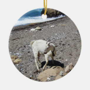 Goat on the Beach Ceramic Tree Decoration