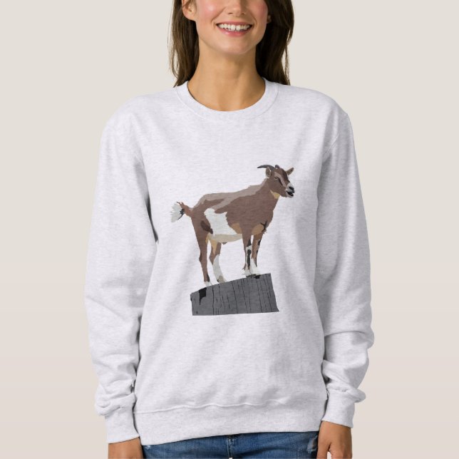 Goat on Tree Stump Sweatshirt (Front)