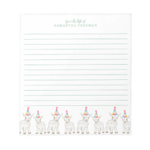 Goat Party Animal Personalised Lined Notepad