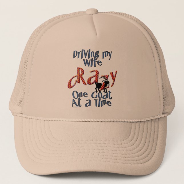 Goat Pet Farm Animal Crazy Wife Goat Dad Husband Trucker Hat (Front)