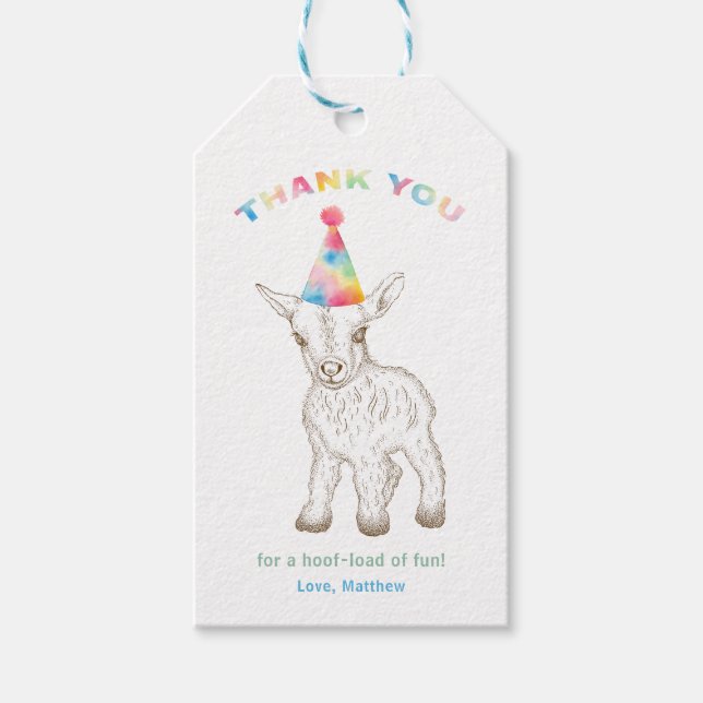 Goat Petting Zoo Birthday Thank You Gift Tag (Front)