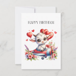 Goat Pilot Birthday Thank You Card