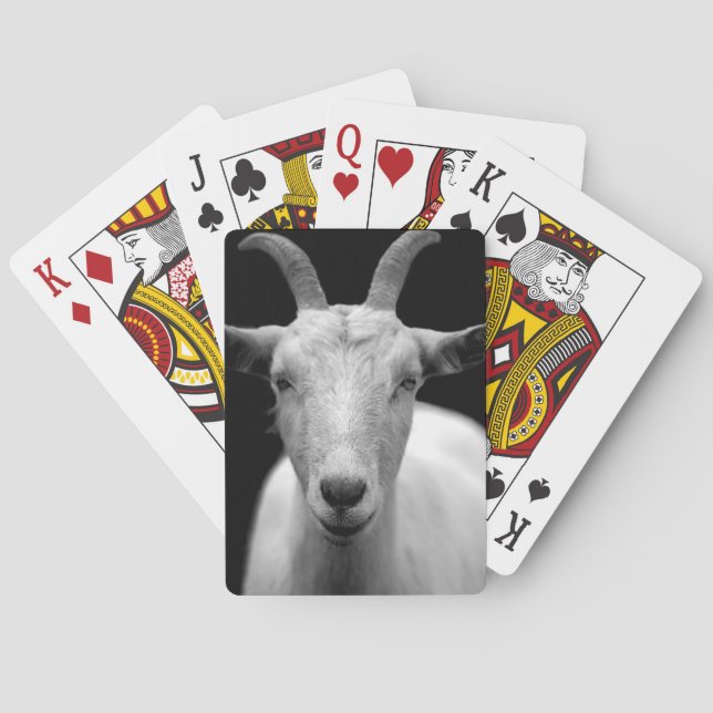 Goat portrait in black and white playing cards (Back)